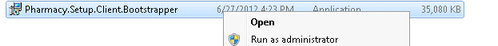 Run as administrator sub-menu